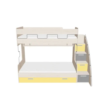 Wilson wooden kids bunk bed with storage stairs and trundle drawer