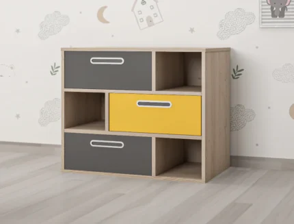 Modern nursery storage cabinet with drawers
