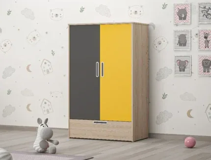 Wilson Kids 2 Door Wooden Wardrobe with Drawer