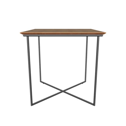 Minimalist square end table with wood-grain tabletop