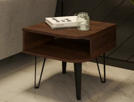 Cresta wooden side table with open storage shelf