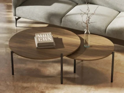 Contemporary wooden nesting center tables