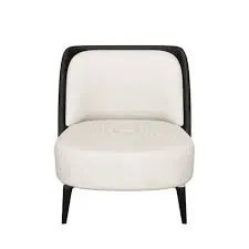 Nova upholstered accent chair with ivory fabric upholstery and a black wooden frame.