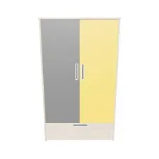 Children's Wooden Wardrobe in Grey and Yellow