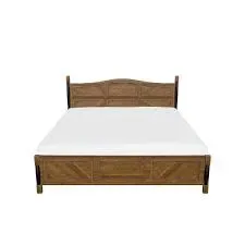 Traditional wooden bed featuring decorative panel headboard and footboard.