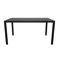 Modern 6-seater dining table set with black rectangular table and upholstered dining chairs.