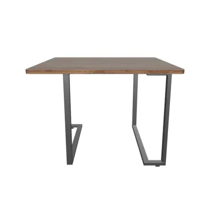 Modern 4-seater wooden dining table set with black upholstered chairs